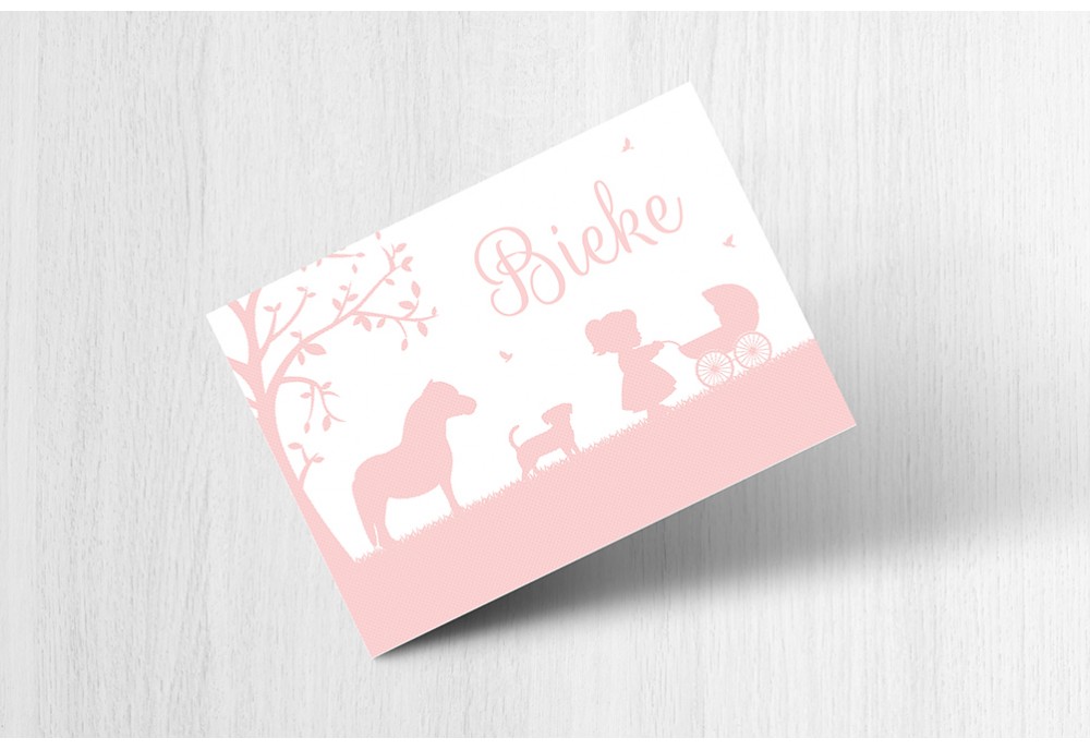 Meisje met kinderwagen